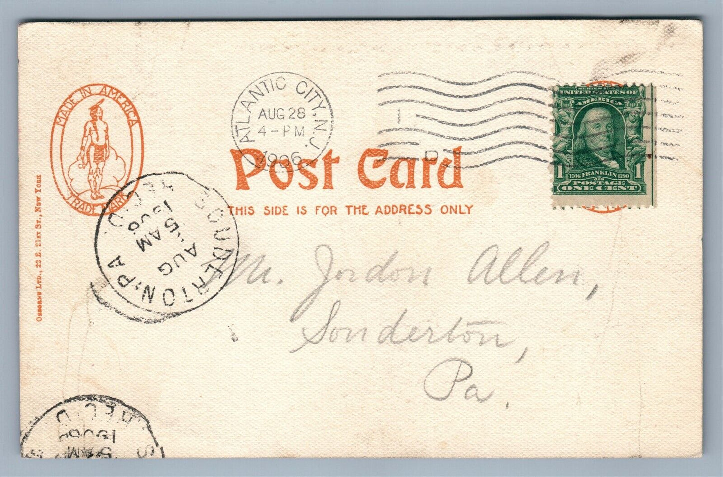 ATLANTIC CITY NJ BRIGHTON PARK & MARLBOROUGH GARAGE ANTIQUE POSTCARD