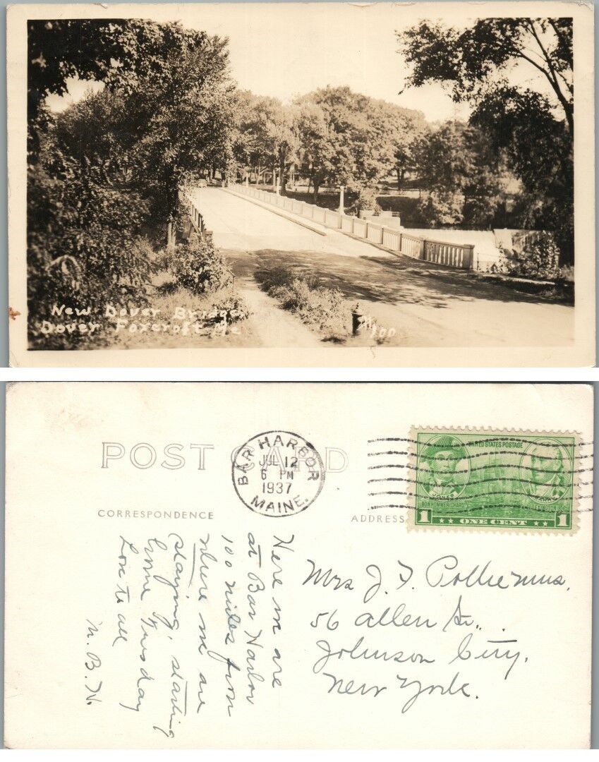 NEW DOVER BRIDGE DOVER-FOXROFT ME VINTAGE 1937 RPPC REAL PHOTO POSTCARD