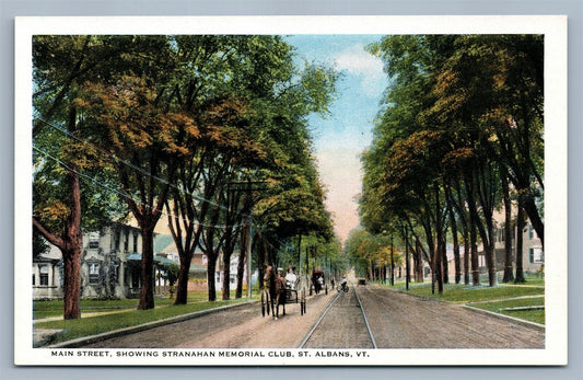 ST.ALBANS VT MAIN STREET STRANAHAN MEMORIAL CLUB ANTIQUE POSTCARD