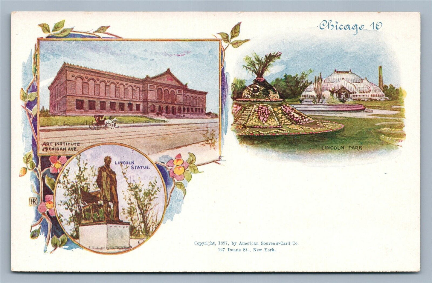 CHICAGO 10 IL VIEWS 1897 PIONEER AMERICAN SOUVENIR CARD ANTIQUE POSTCARD