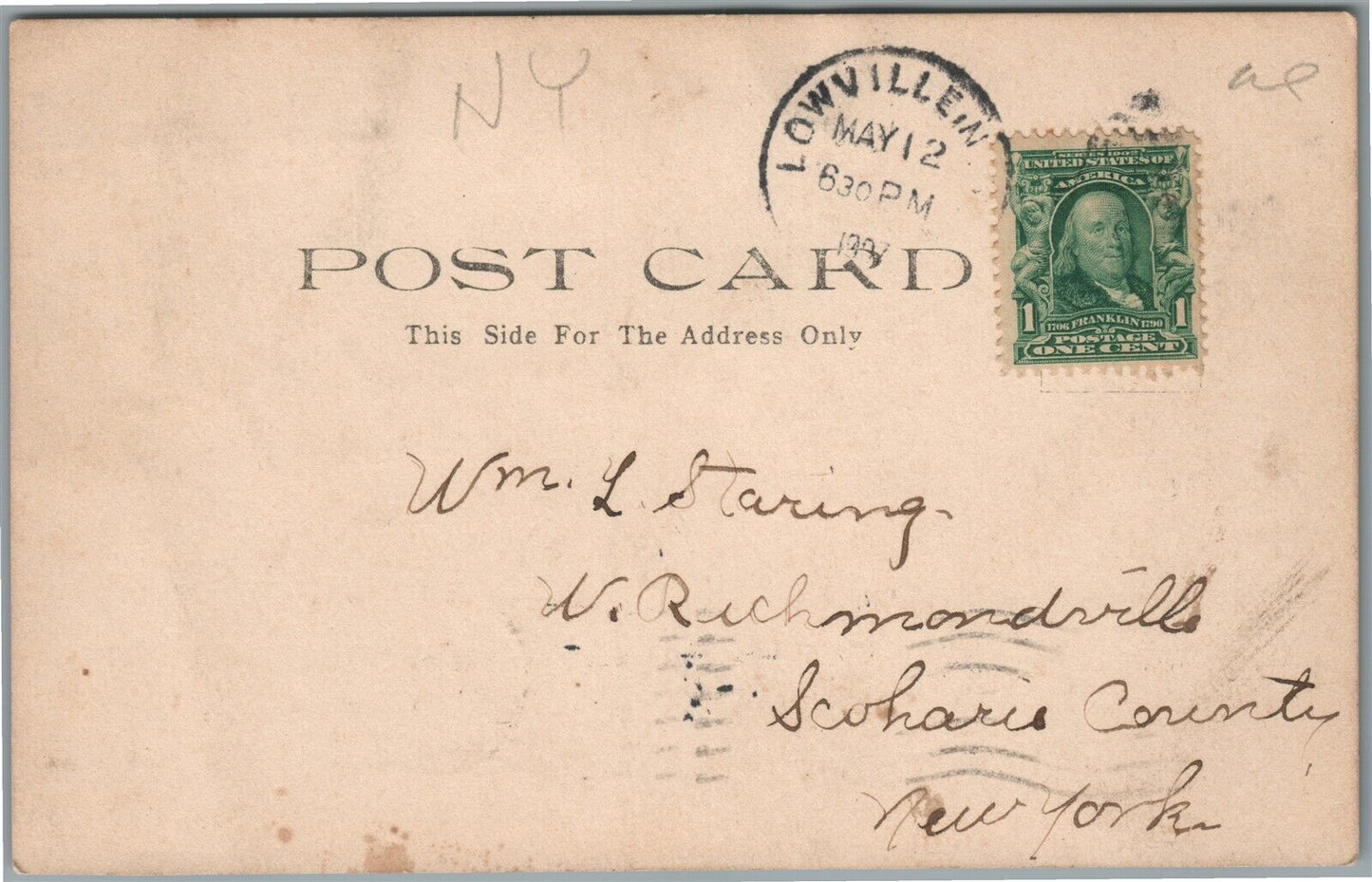 LOWVILLE NY UNION FREE SCHOOL ANTIQUE REAL PHOTO POSTCARD RPPC