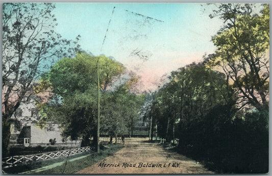 BALDWIN LI NY MERRICK ROAD ANTIQUE POSTCARD