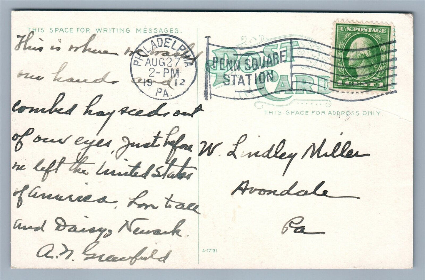 PHILADELPHIA PA N. SNELLENBURG & CO. DEPARTMENT STORE ANTIQUE POSTCARD