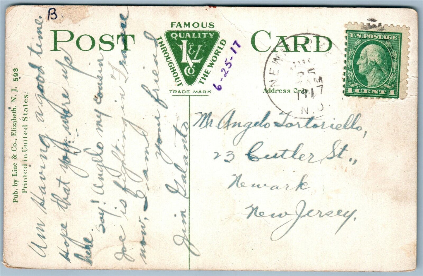 PLAINFIELD NJ PARK AVENUE ANTIQUE POSTCARD