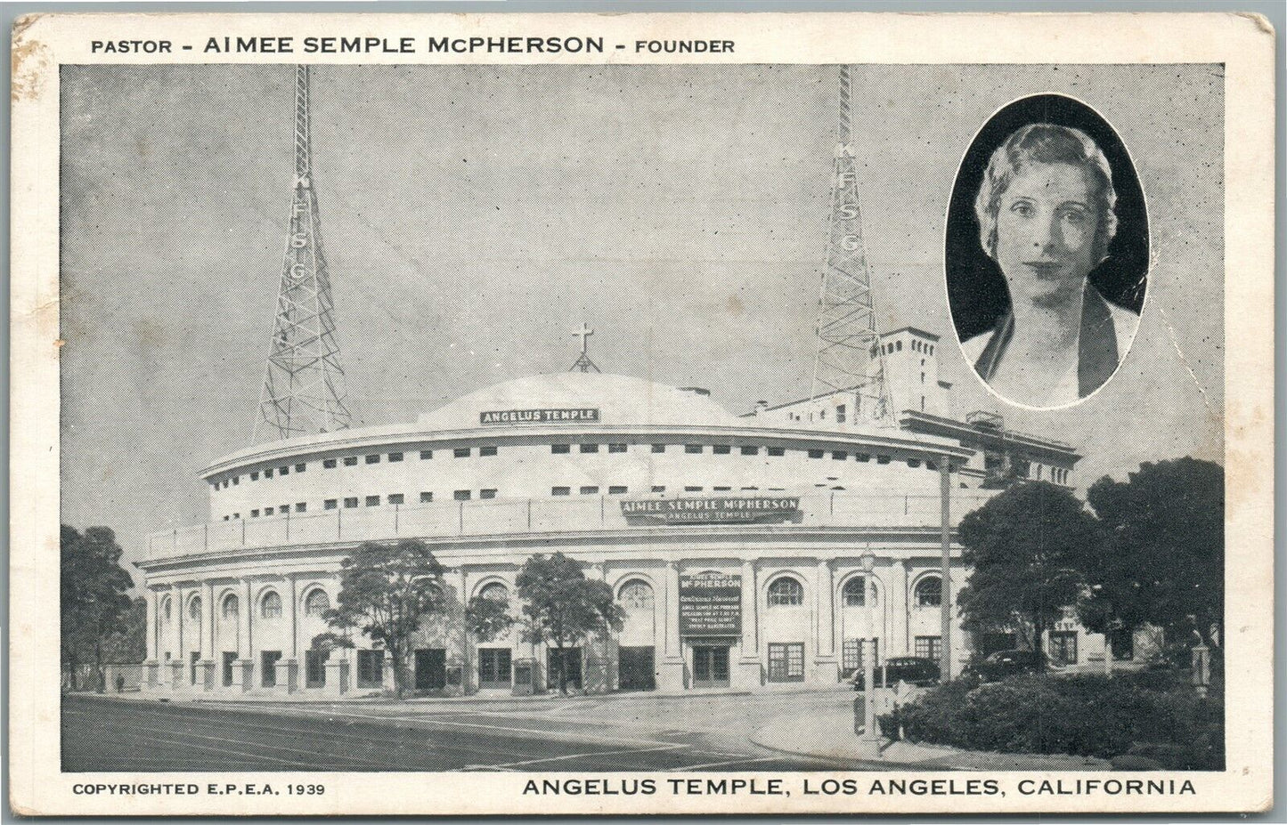 LOS ANGELES CA ANGELUS TEMPLE ANTIQUE POSTCARD