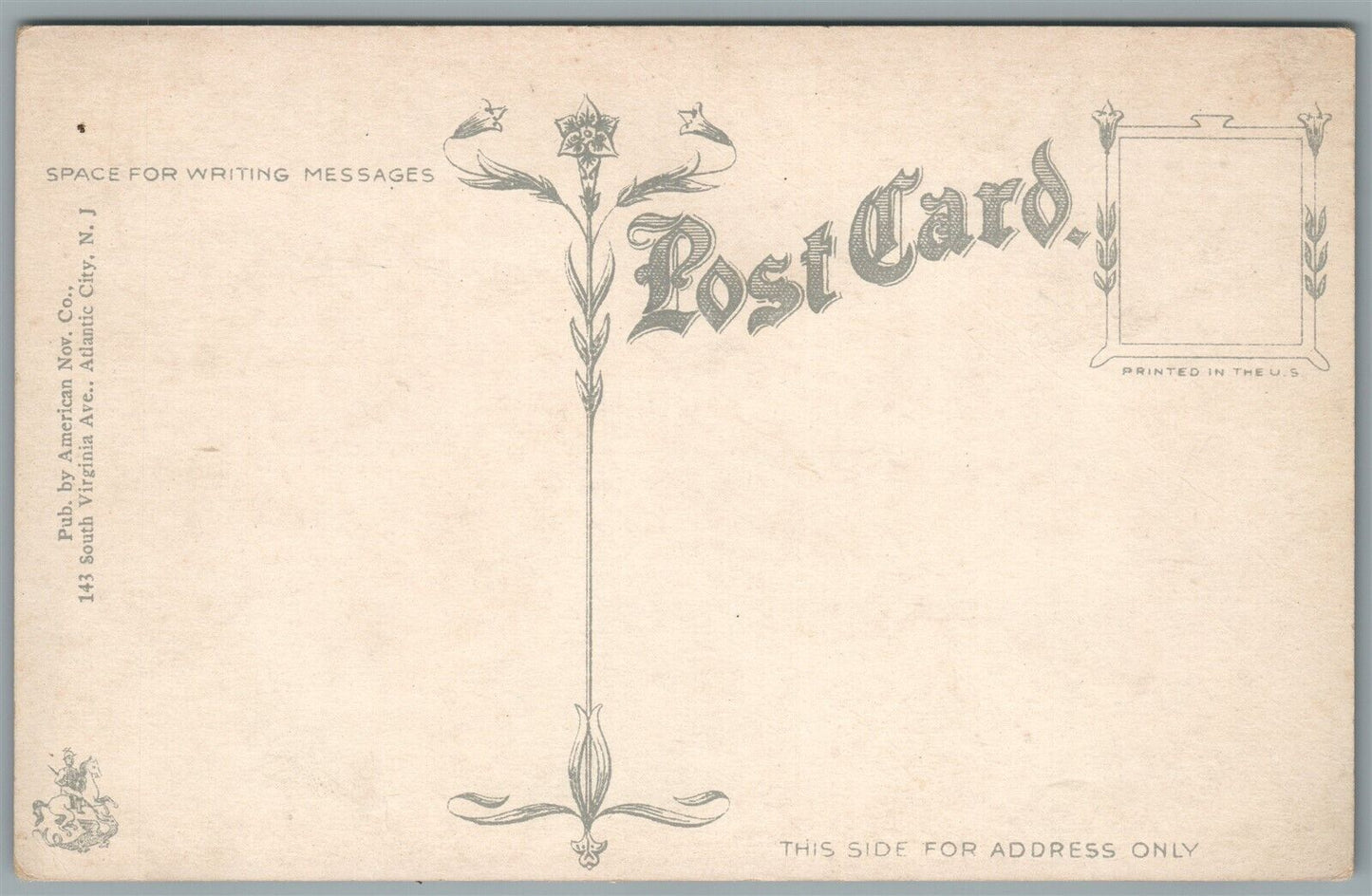 ATLANTIC CITY NJ SOUTH VIRGINIA AVENUE ANTIQUE POSTCARD