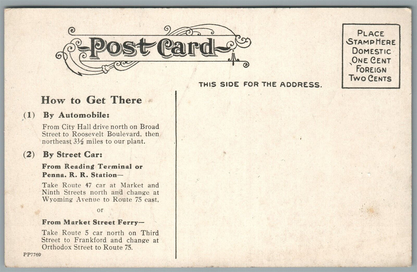 PHILADELPHIA PA PLANT OF SEARS ROEBUCK & CO. ANTIQUE POSTCARD