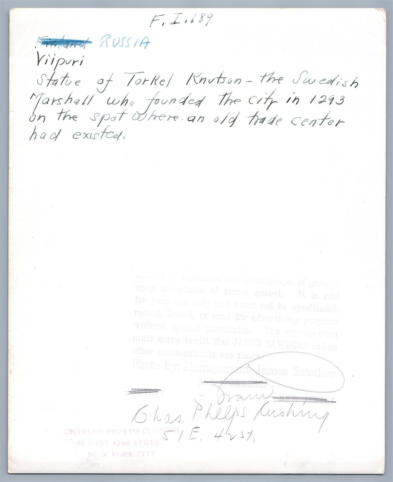 1930s RUSSIA VYBORG STATUE OF SWEDISH MARSHALL VINTAGE REAL PRESS PHOTO