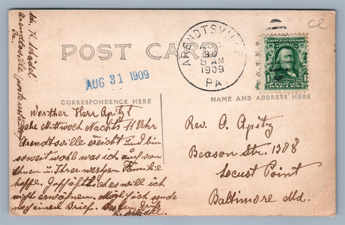 ARENDTSVILLE PA REFORMED CHURCH ANTIQUE REAL PHOTO POSTCARD RPPC