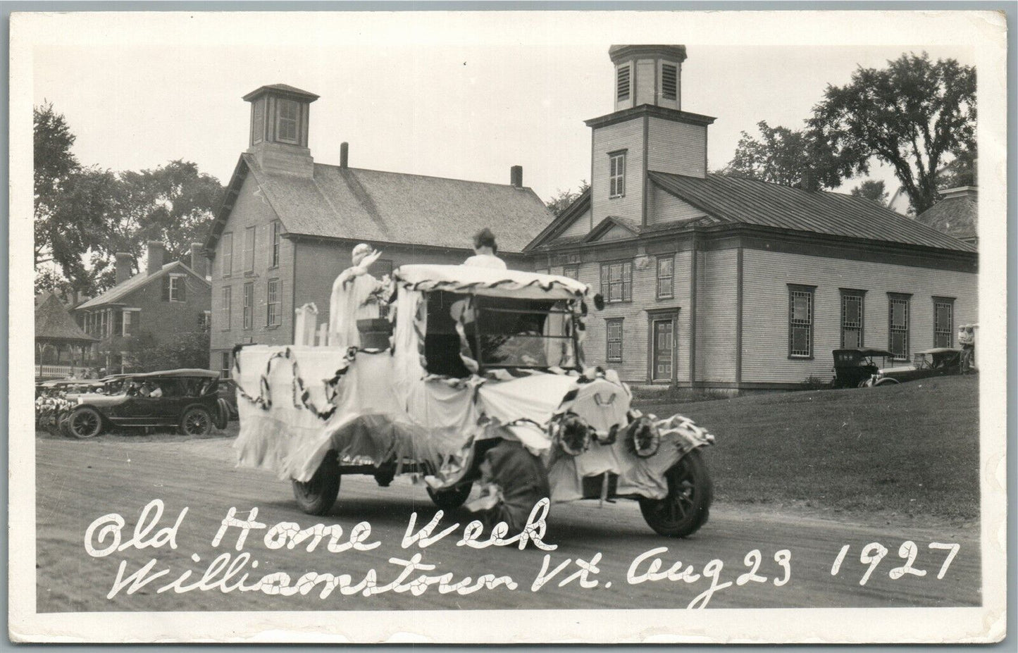 WILLIAMSTOWN VT OLD HOME WEEK DECORATED CAR ANTIQUE REAL PHOTO POSTCARD RPPC