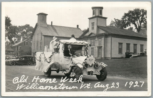 WILLIAMSTOWN VT OLD HOME WEEK DECORATED CAR ANTIQUE REAL PHOTO POSTCARD RPPC