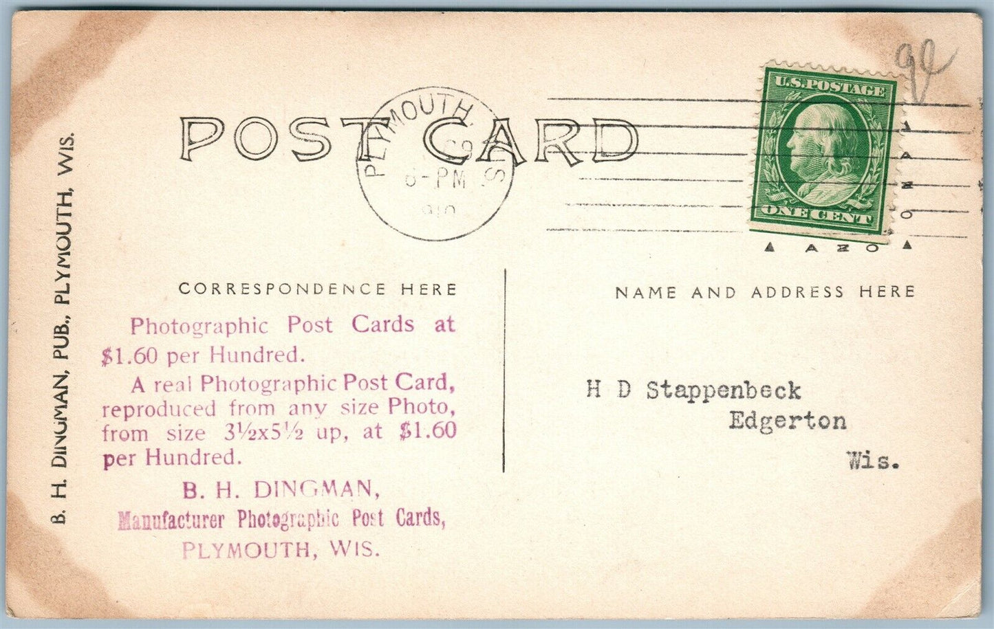 RIDGEWAY WI STATE BANK POST OFFICE ANTIQUE REAL PHOTO POSTCARD RPPC ADVERTISING