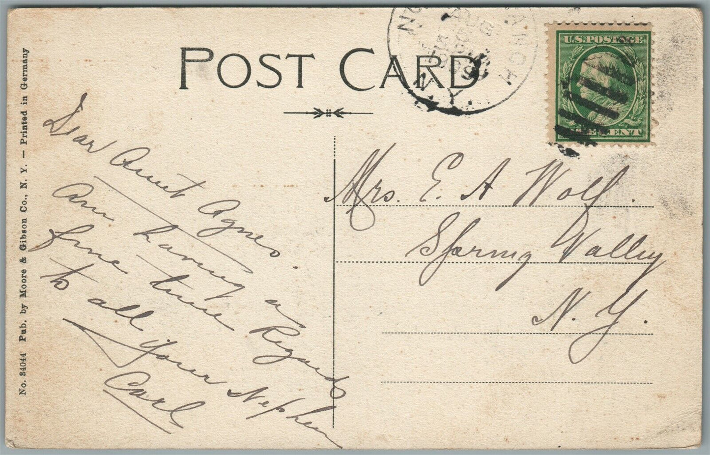 NORTH BRANCH NY BROADWAY ANTIQUE POSTCARD