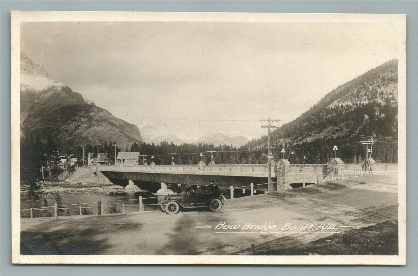 BANFF CANADA BOW BRIDGE VINTAGE REAL PHOTO POSTCARD RPPC