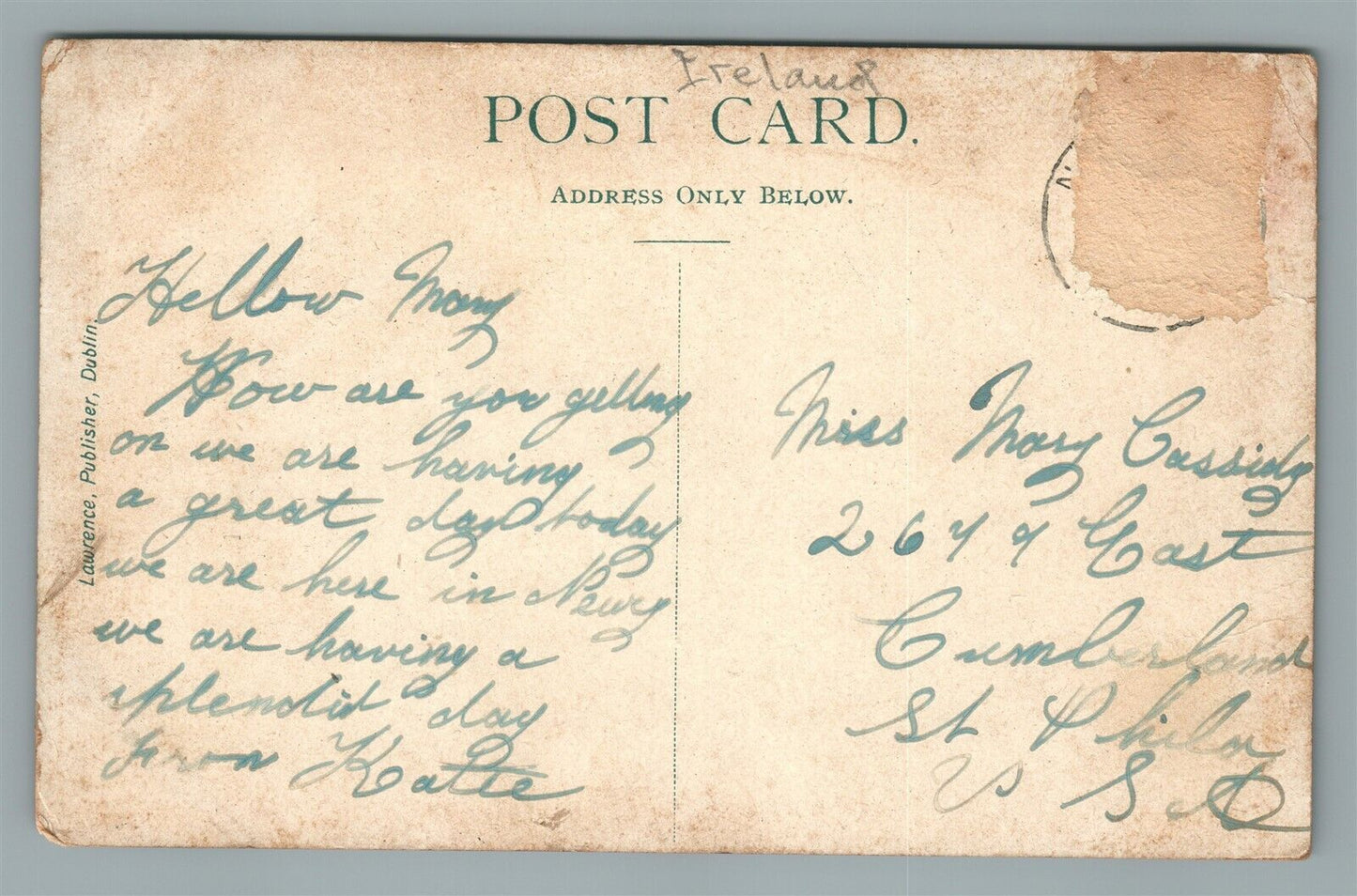 IRELAND EGYPTIAN ARCH NEWRY CO. DOWN ANTIQUE POSTCARD