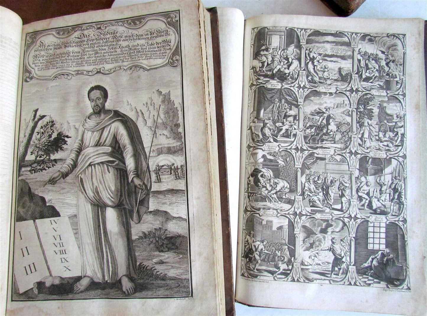 1708 BIBLE in GERMAN 3 MASSIVE FOLIO VOLUMES MARTIN LUTHER ILLUSTRATED antique