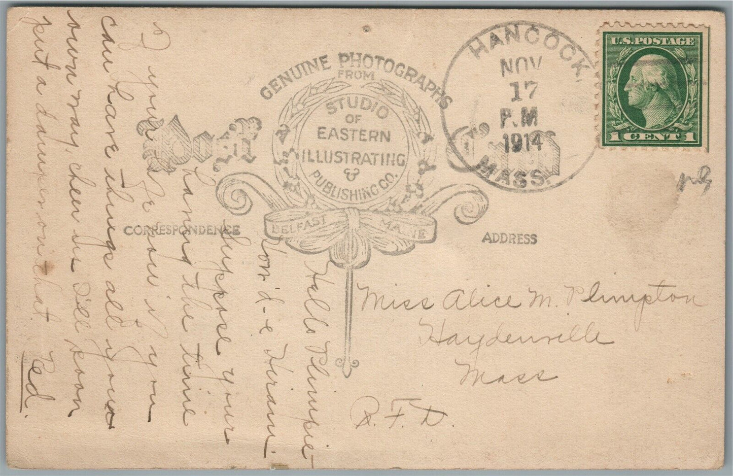 HANCOCK MA MAIN STREET ANTIQUE REAL PHOTO POSTCARD RPPC