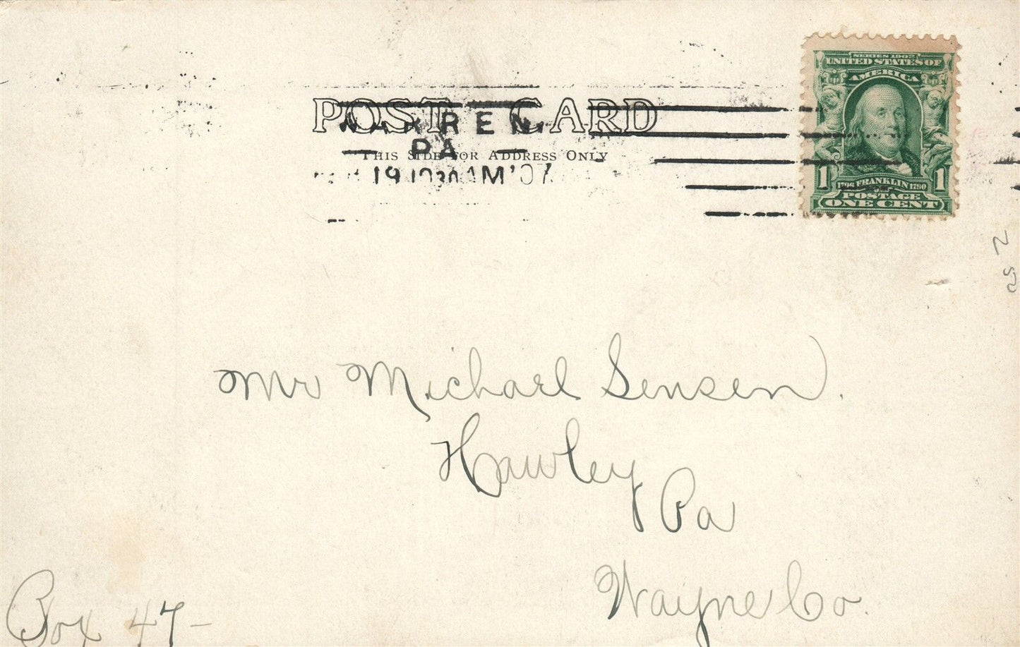 WARREN PA ALONG ALLENGHENY RIVER 1907 UNDIVIDED ANTIQUE POSTCARD