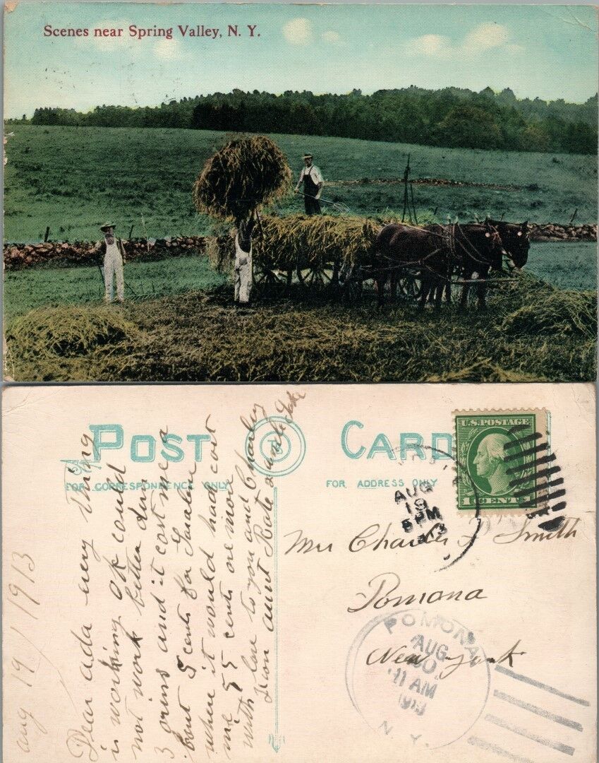 FARM SCENE NEAR SPRING VALLEY N.Y. ANTIQUE POSTCARD