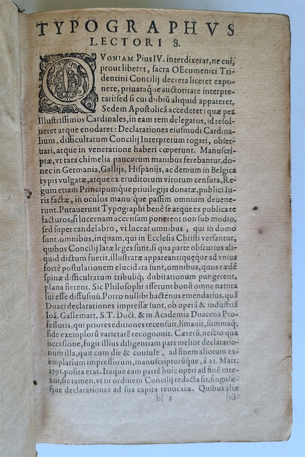 1621 SANCROS. CONCILII TRIDENTINI CANONES et DECRETA antique PIGSKIN BINDING