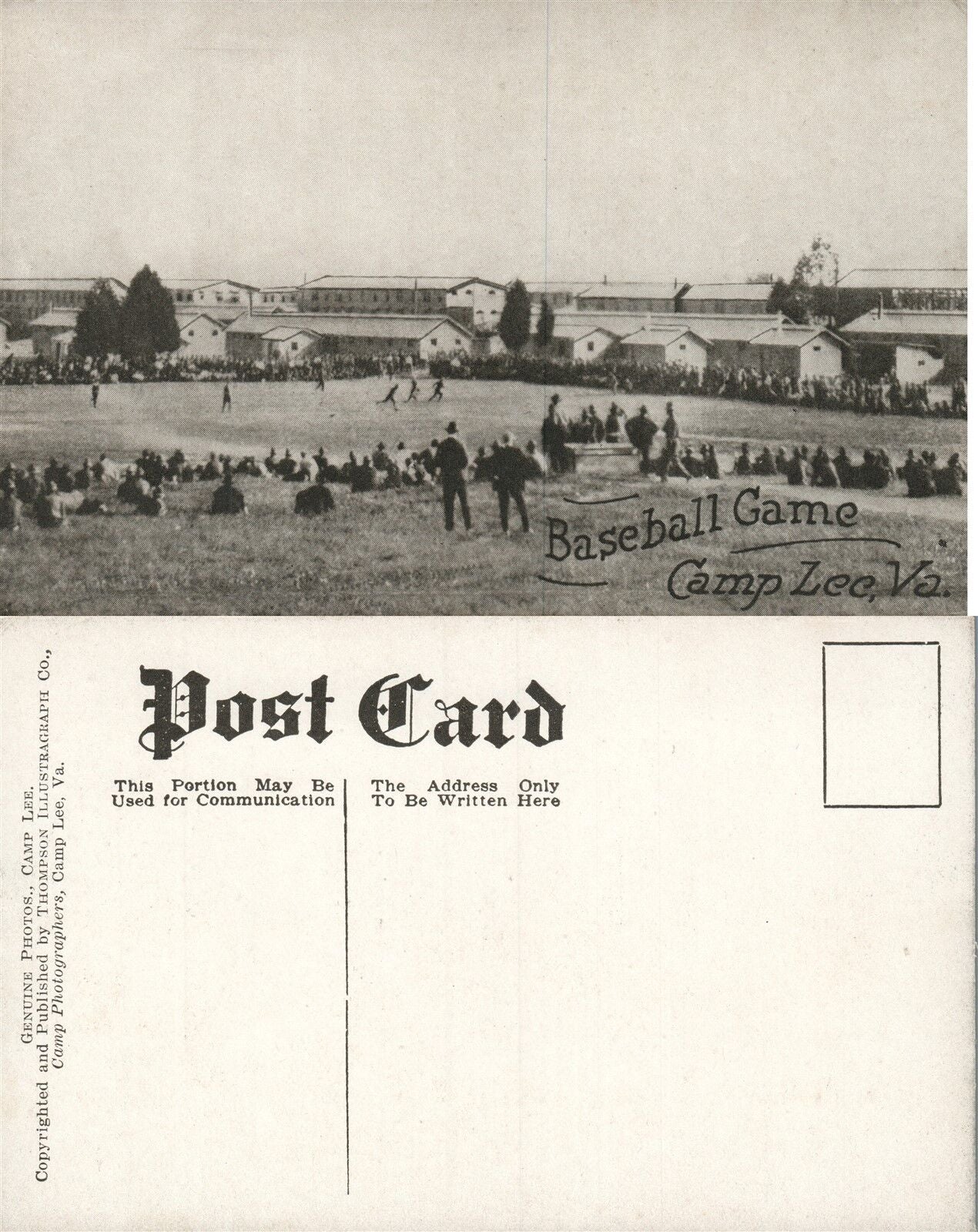 CAMP LEE VA BASEBALL GAME ANTIQUE POSTCARD