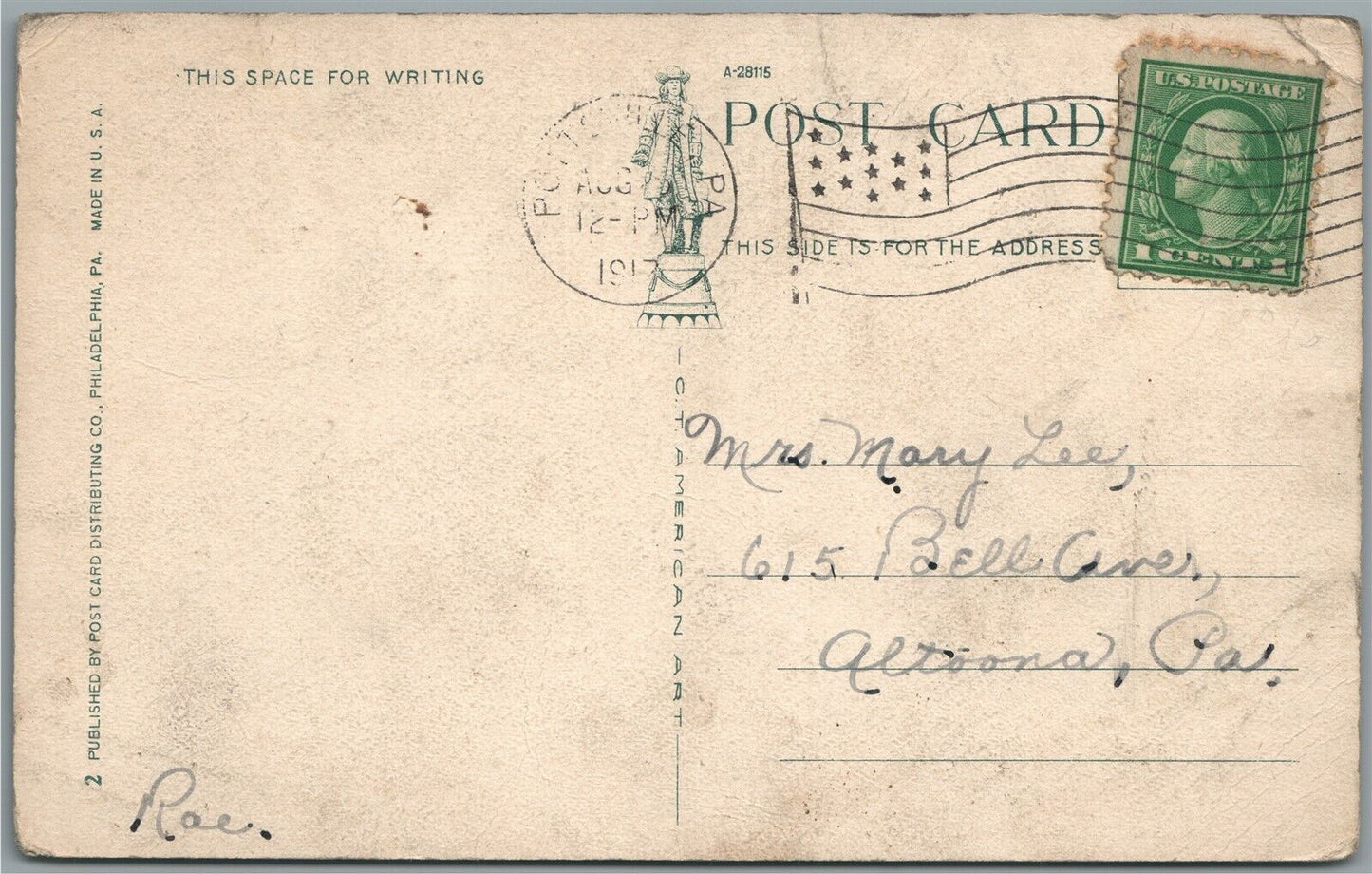 POTTSVILLE PA YMCA ANTIQUE POSTCARD