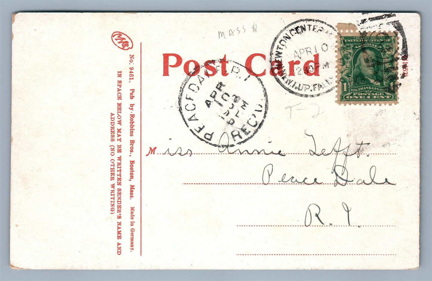 NEWTON UPPER FALLS MILLS 1908 ANTIQUE POSTCARD