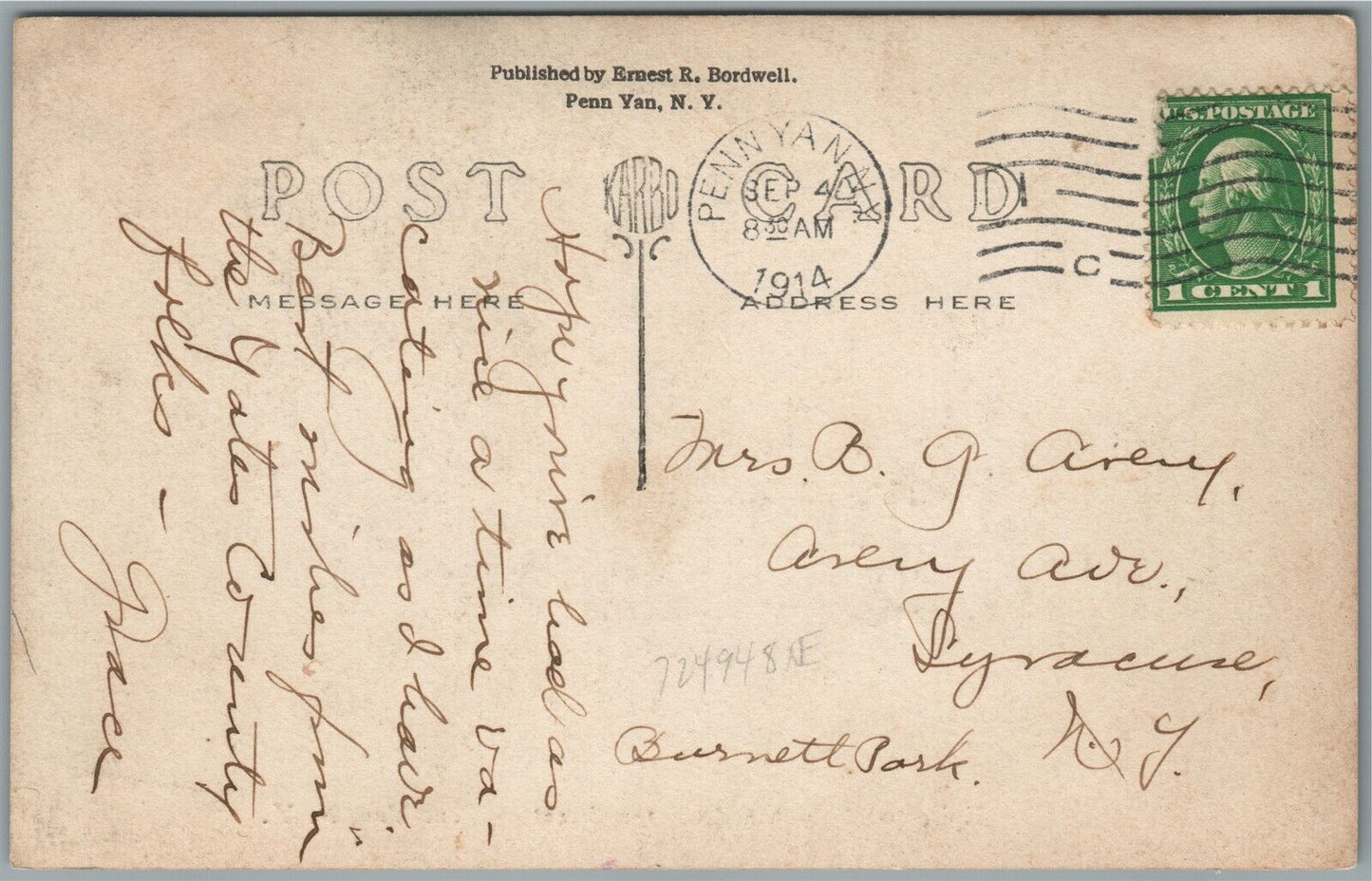 PENN YAN NY EPISCOPAL CHURCH & CLINTON STREET ANTIQUE REAL PHOTO POSTCARD RPPC