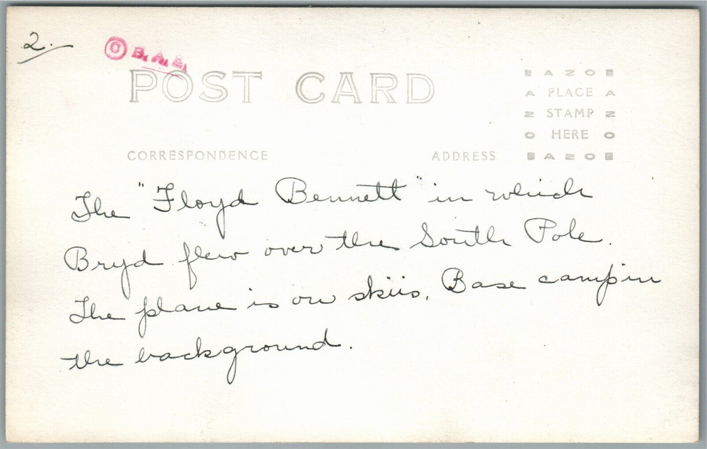 1926 NORTH POLE EXPEDITION FLOYD BENNETT PLANE ANTIQUE REAL PHOTO POSTCARD RPPC