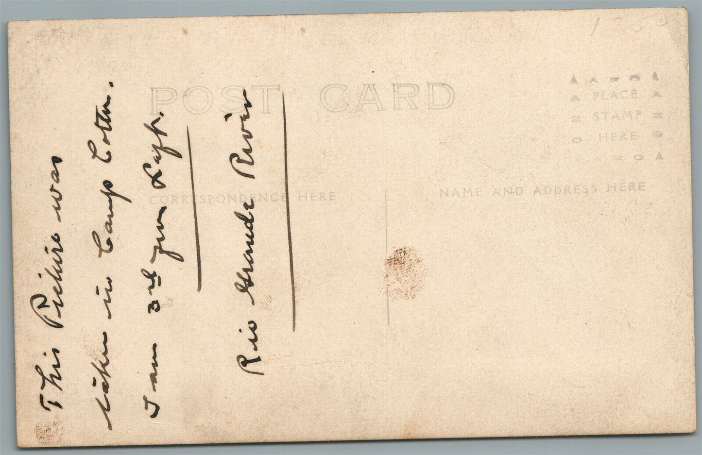 MEXICAN BORDER RIO GRANDE AMERICAN ARMY CAMP ANTIQUE REAL PHOTO POSTCARD RPPC