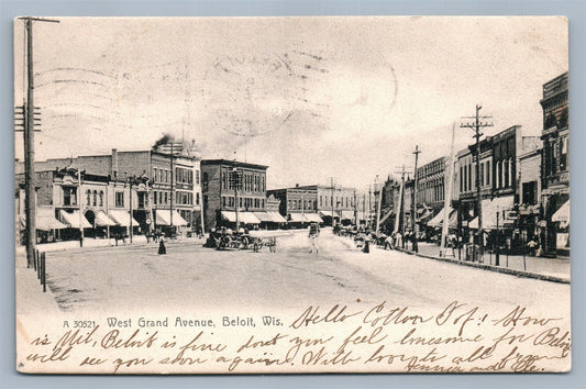 BELOIT WI WEST GRAND AVENUE ANTIQUE POSTCARD