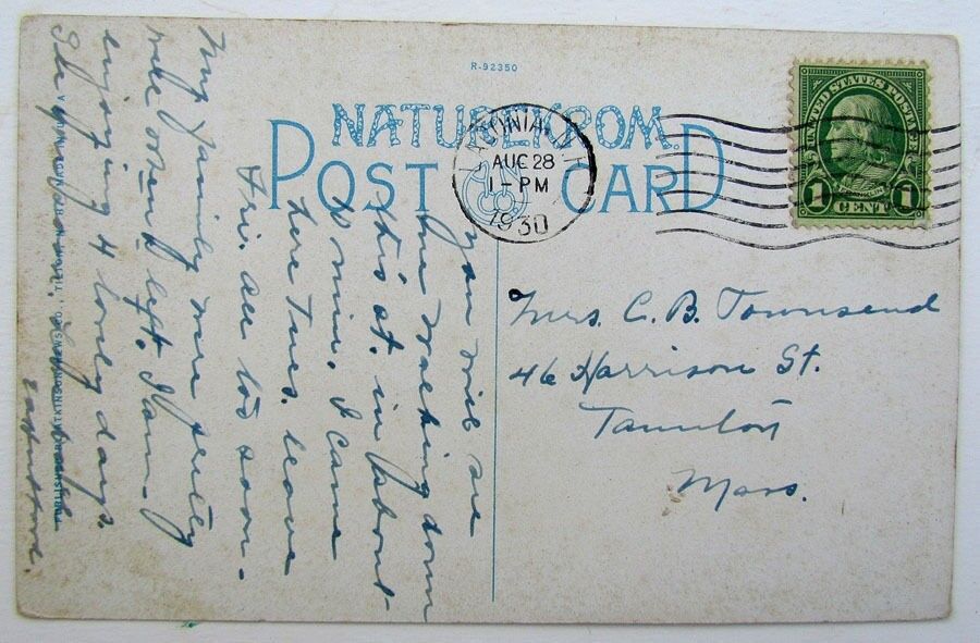 VINTAGE 1930 POSTCARD MAIN STREET LACONIA N.H. NEW HAMPSHIRE old cars