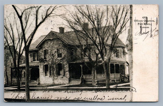 FORT RILEY KS OFFICERS QUARTERS ANTIQUE POSTCARD