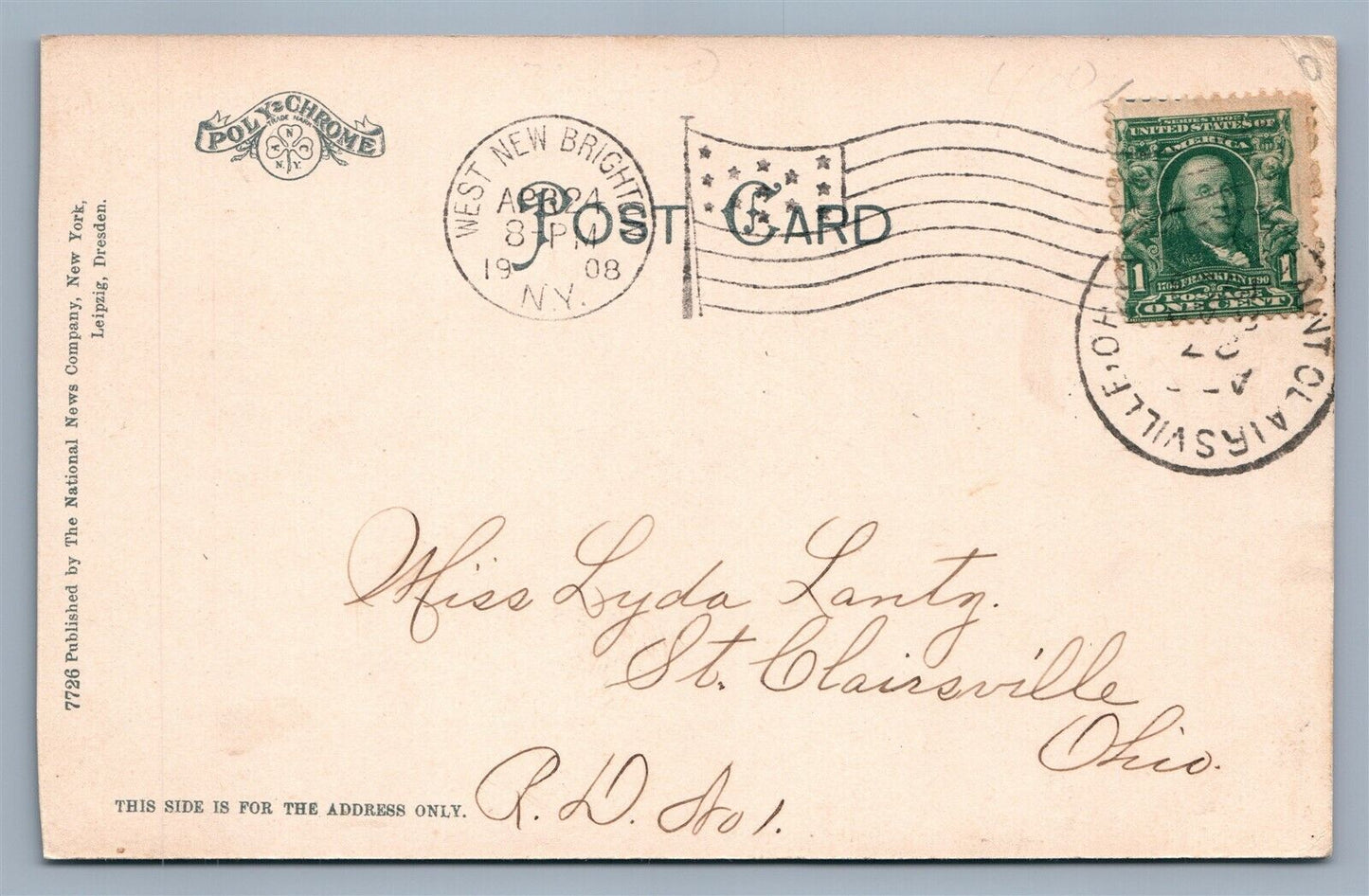 PORT RICHMOND STATEN ISLAND NY ST.JOHN'S GERMAN CHURCH ANTIQUE POSTCARD