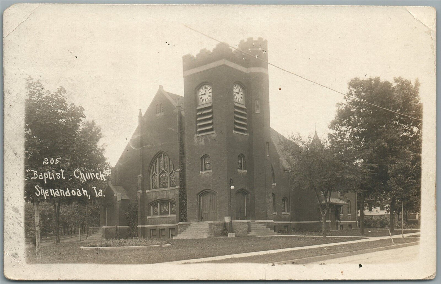 SHENANDOAH IA BAPTIST CHURCH ANTIQUE REAL PHOTO POSTCARD RPPC