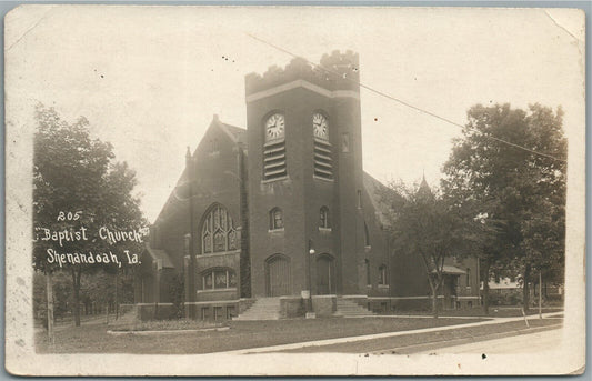 SHENANDOAH IA BAPTIST CHURCH ANTIQUE REAL PHOTO POSTCARD RPPC