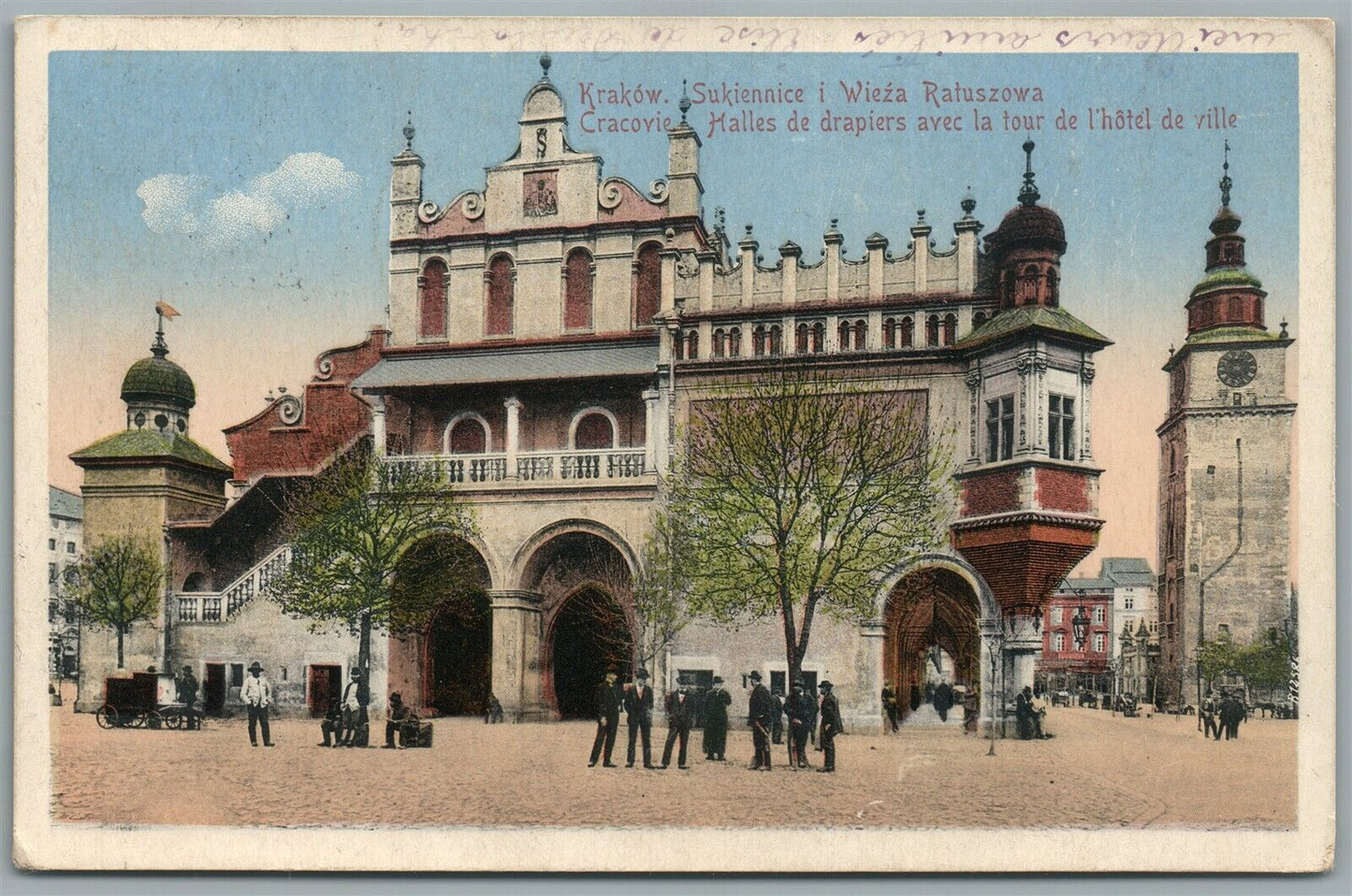 KRAKOW POLAND SUKIENNICE I WIEZA RATUSZOWA ANTIQUE POSTCARD