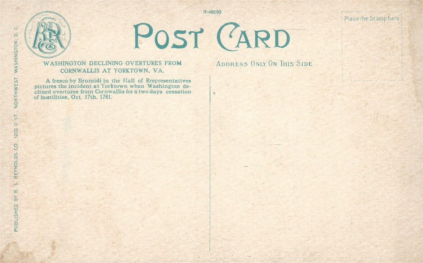 WASHINGTON IN YORKTOWN VA ANTIQUE PATRIOTIC POSTCARD