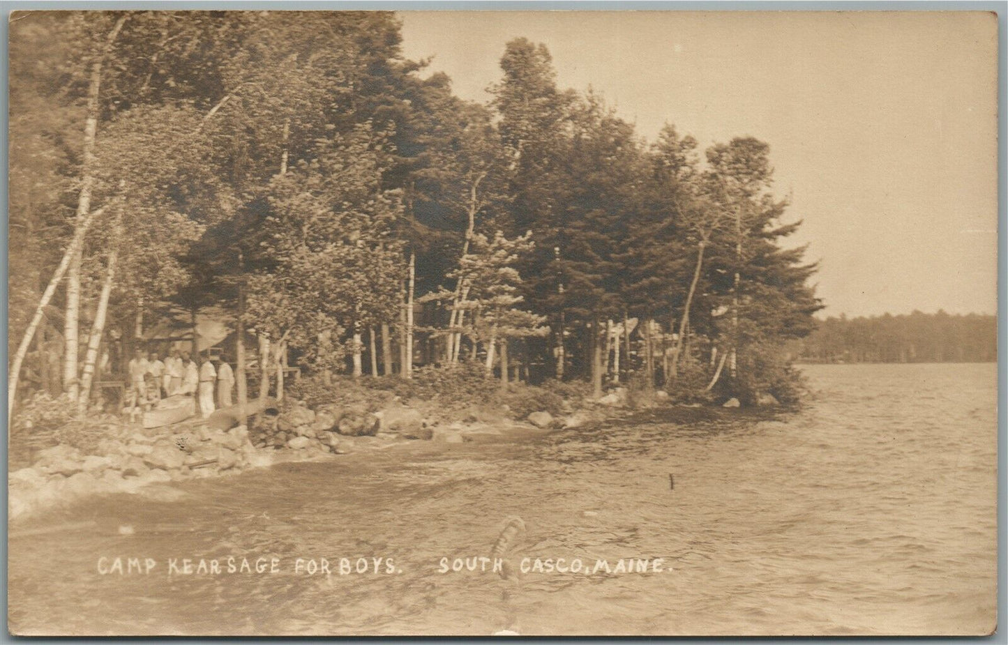 SOUTH CASCO ME CAMP KEARSAGE FOR BOYS ANTIQUE REAL PHOTO POSTCARD RPPC