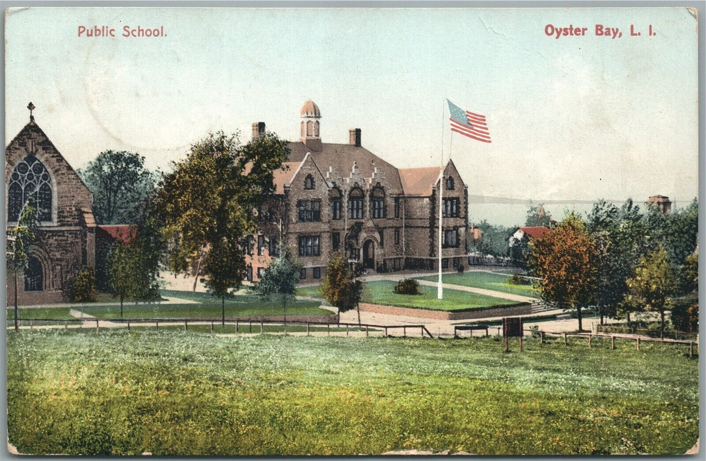 OYSTER BAY LI NY PUBLIC SCHOOL ANTIQUE POSTCARD