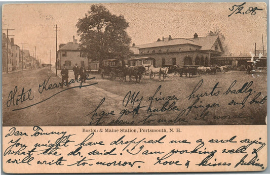 POTRSMOUTH NH RAILROAD STATION RAILWAY DEPOT ANTIQUE POSTCARD