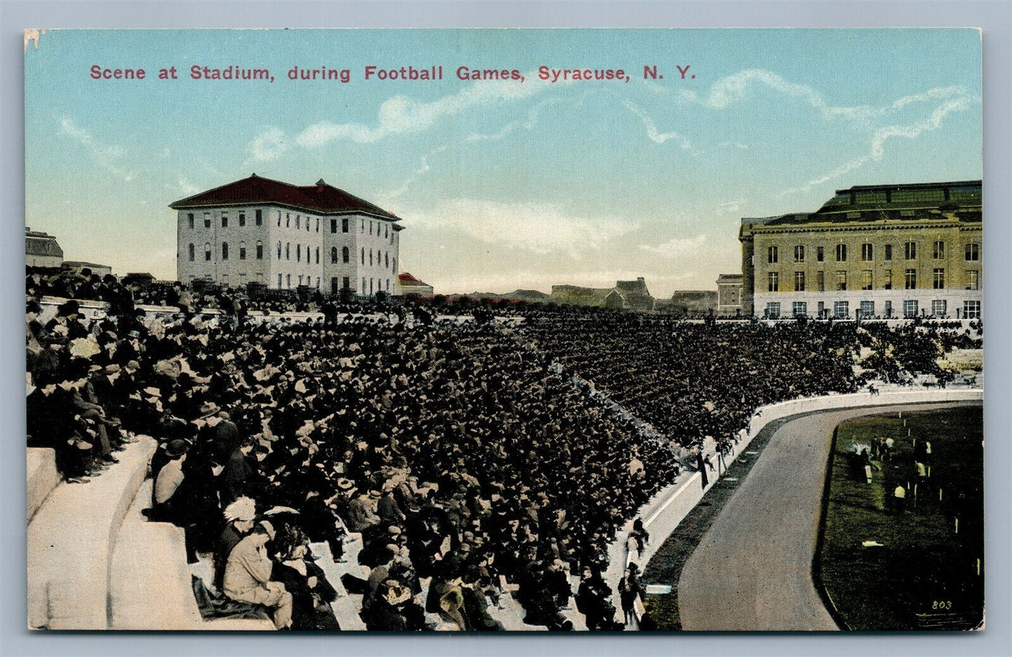 SYRACUSE NY STADIUM DURING FOOTBALL GAMES ANTIQUE POSTCARD