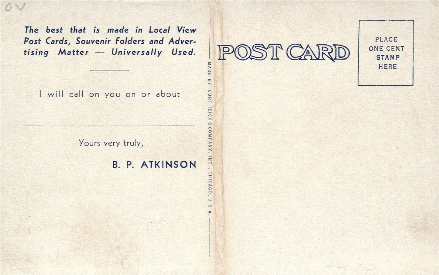 POST CARD MAN VINTAGE POSTCARD advertising