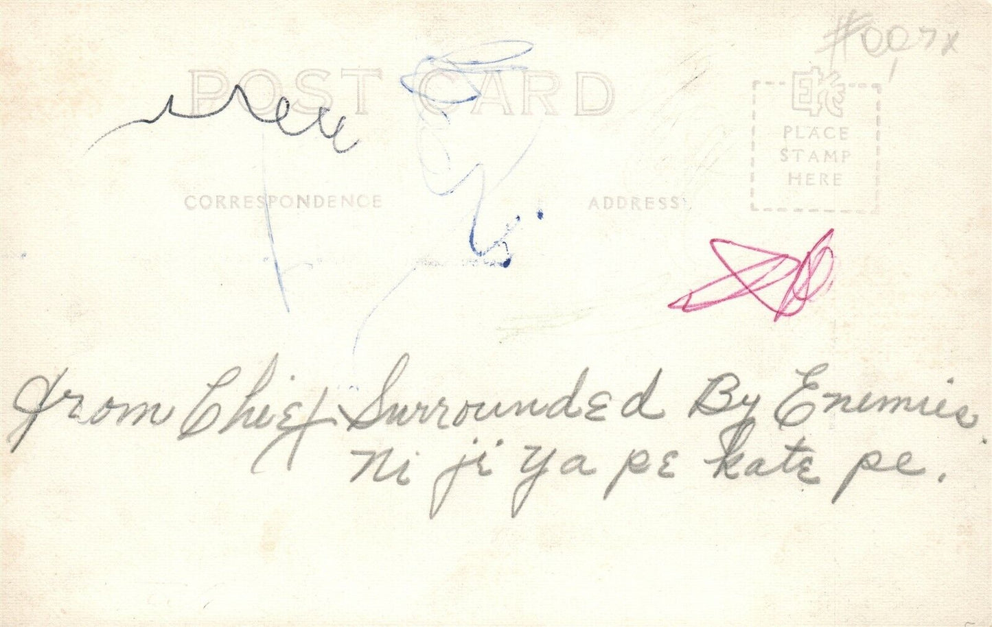 AMERICAN INDIAN CHIEF Ni-Ji-Ya-Pe-Kate-Pi VINTAGE PHOTO POSTCARD RPPC