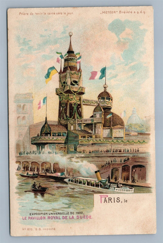 1900 PARIS EXPOSITION ANTIQUE POSTCARD LE PAVILLION ROYAL DE LA SUEDE