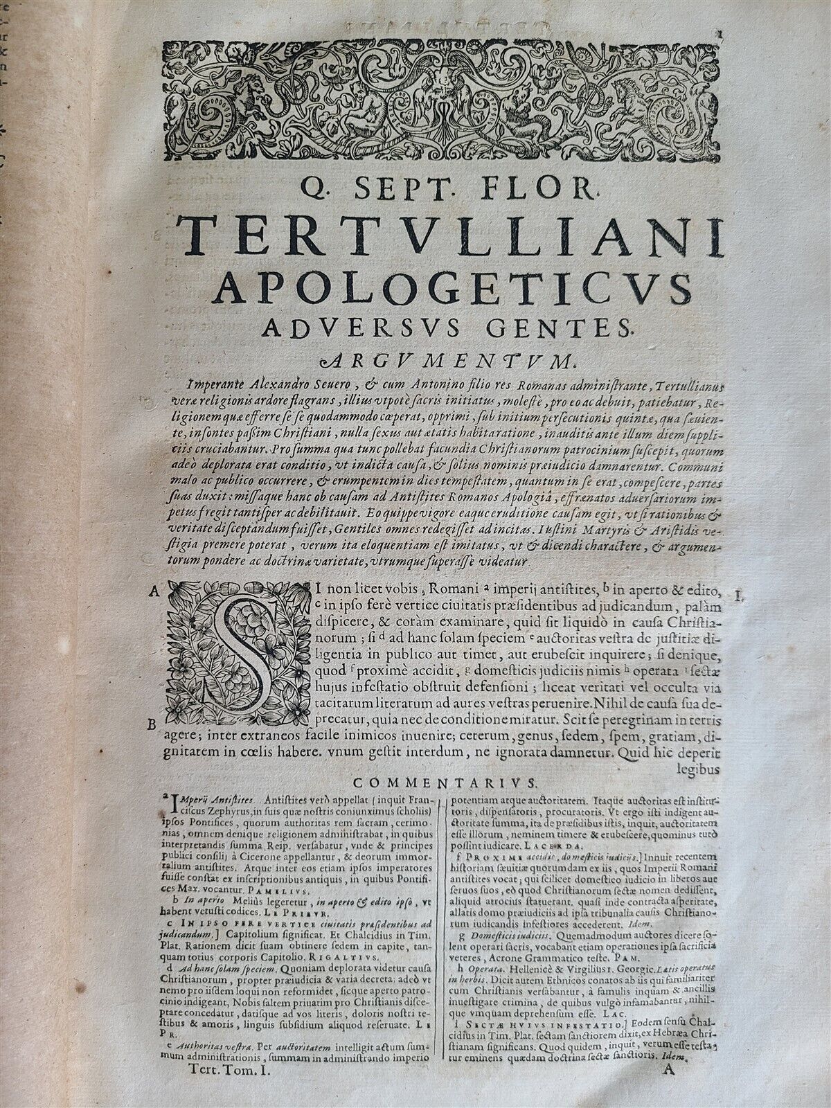 1664 OPERA AD VETUSTISSIMORUM EXEMPLARIUM FIDEM by TERTULLIAN Folio antique