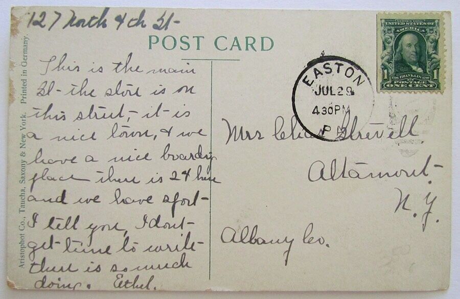 ANTIQUE POSTCARD EASTON PA NORTHAMPTON STREET LOOKING WEST FROM CIRCLE