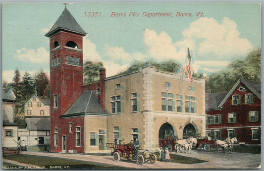 BARRE VT FIRE DEPARTMENT ANTIQUE POSTCARD