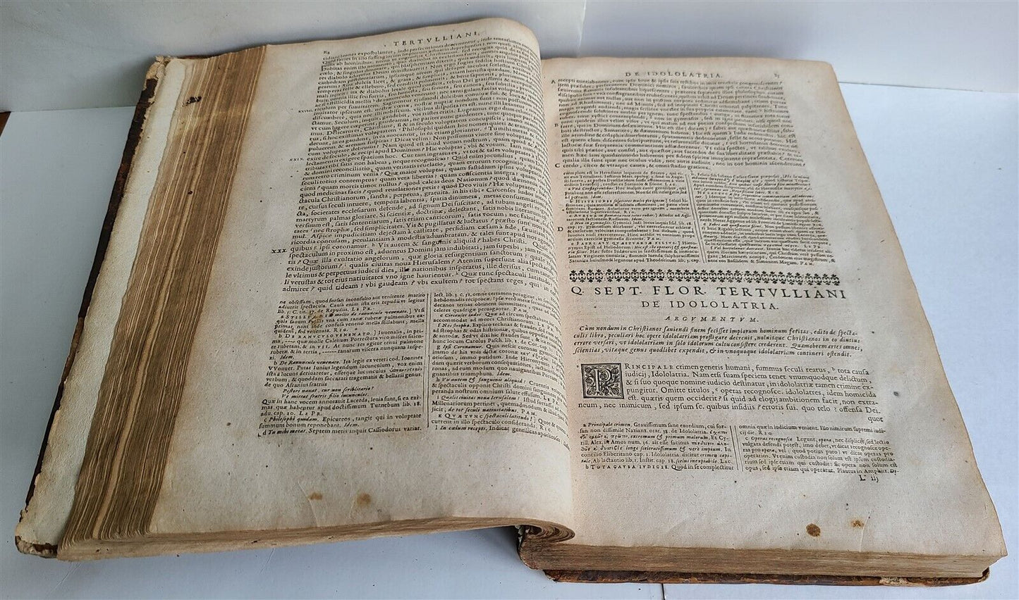 1664 OPERA AD VETUSTISSIMORUM EXEMPLARIUM FIDEM by TERTULLIAN Folio antique