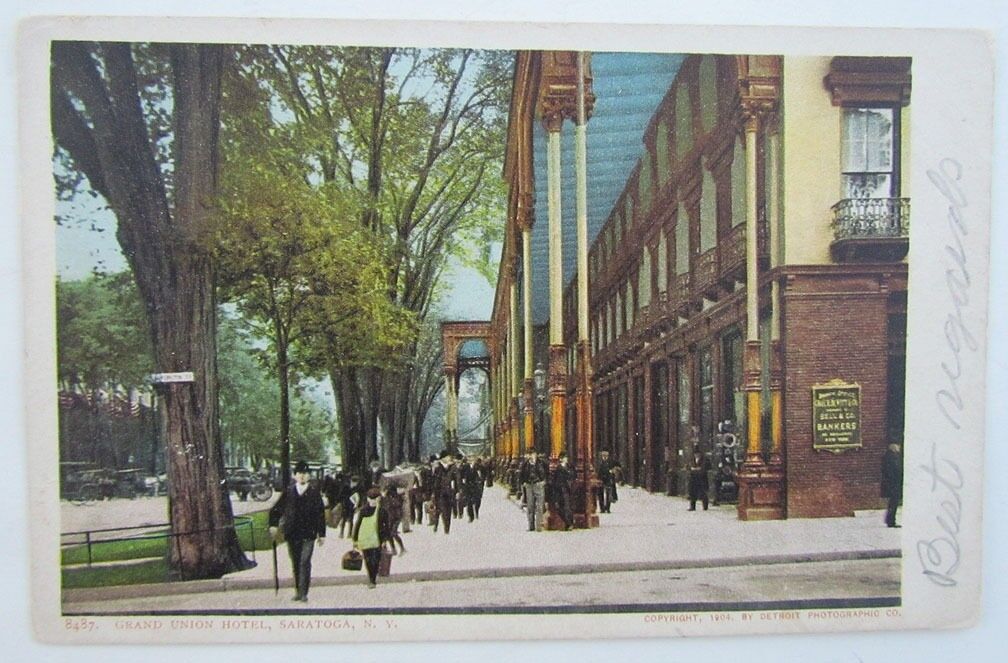 LOT OF 2 ANTIQUE POSTCARDS GRAND UNION HOTEL SARATOGA SPRINGS N.Y.